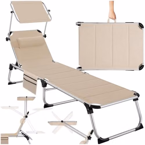 tectake Lorella Folding Sun Lounger with Padding in Beige