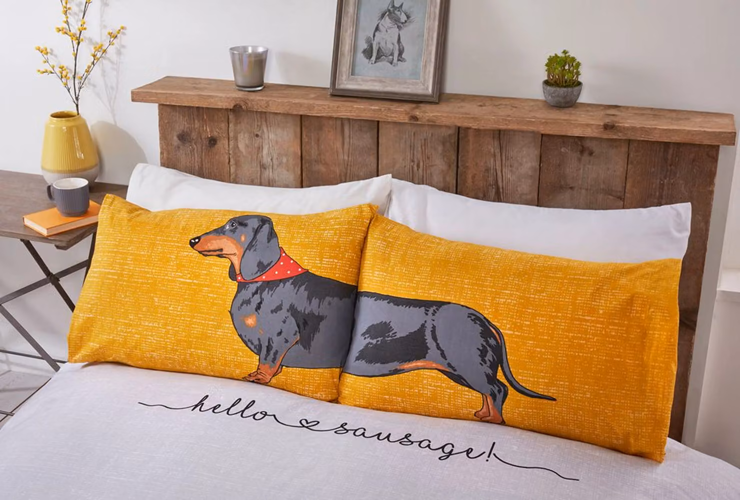 Rapport Home Hello Sausage Polycotton Reversible Duvet Cover and Pillowcase Set in Orange and Grey, W: 135 cm, H: 200 cm, Pillowcase: 50 x 75 cm – 2