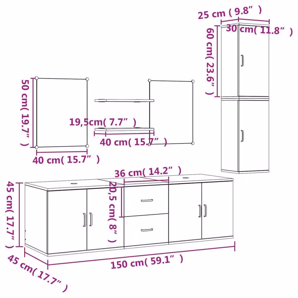 Berkfield Home 7 Piece Modern Black Bathroom Furniture Set – 4