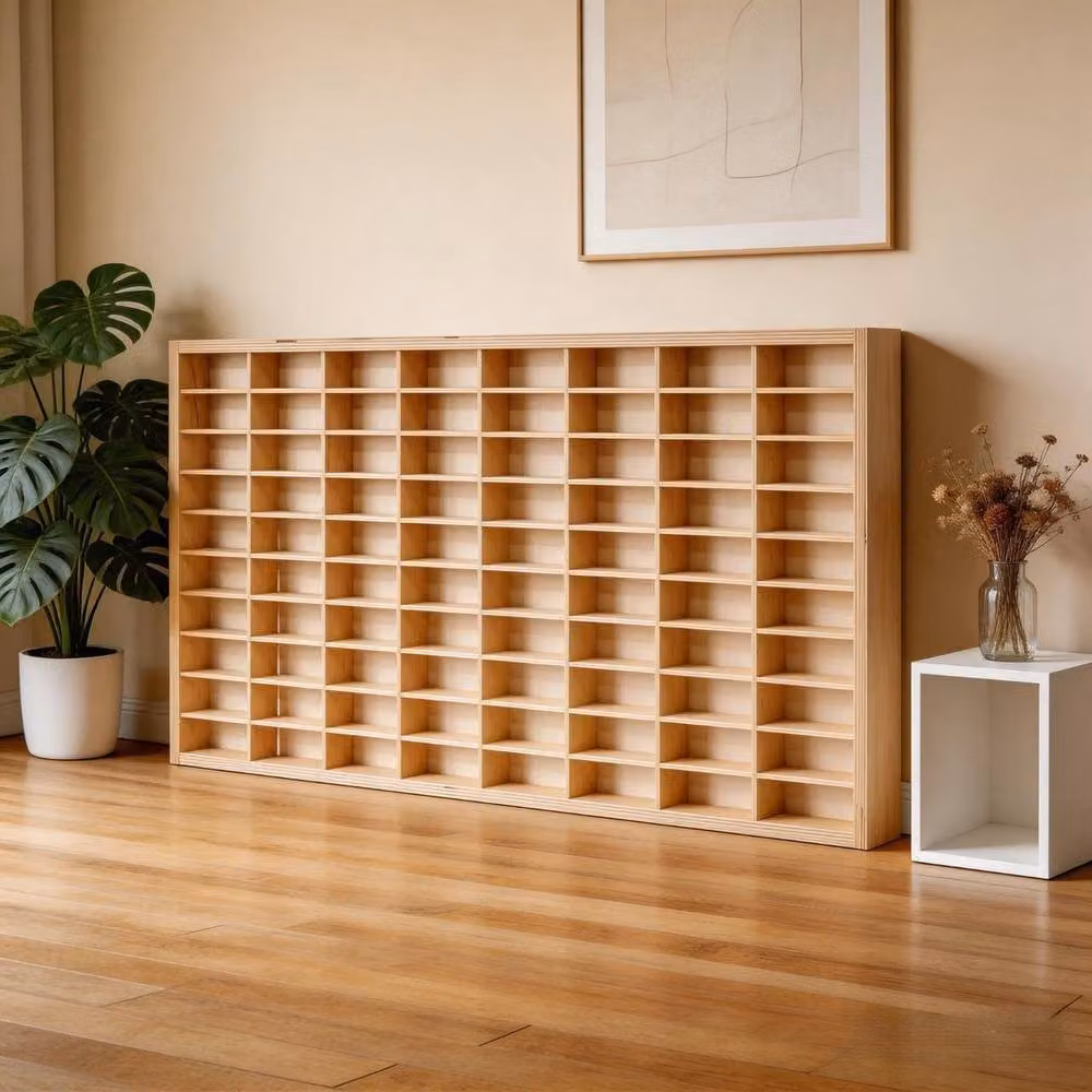 PAWNORA Car Models Storage Display Cabinet in Natural Wood with Glass Doors, W/D/H: 82 x 42 x 82 cm – 3
