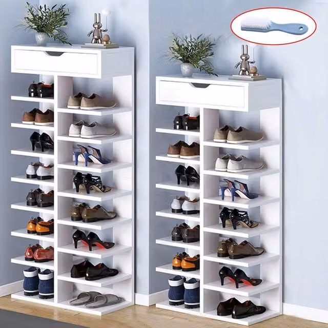 SPETLEK 8 Tier Shoe Storage Rack Standing Cabinet in Warm White – 1
