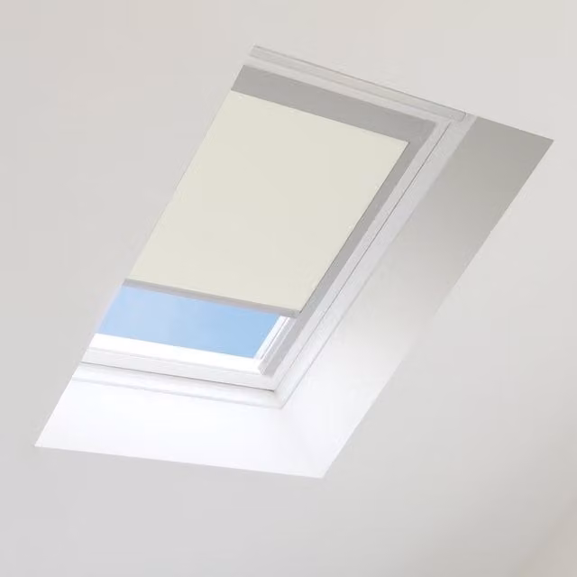 Bloc Blinds Thermal Insulating Blackout Skylight Blind for Velux Roof Windows, Beige with Silver Frames, Width: 78 cm