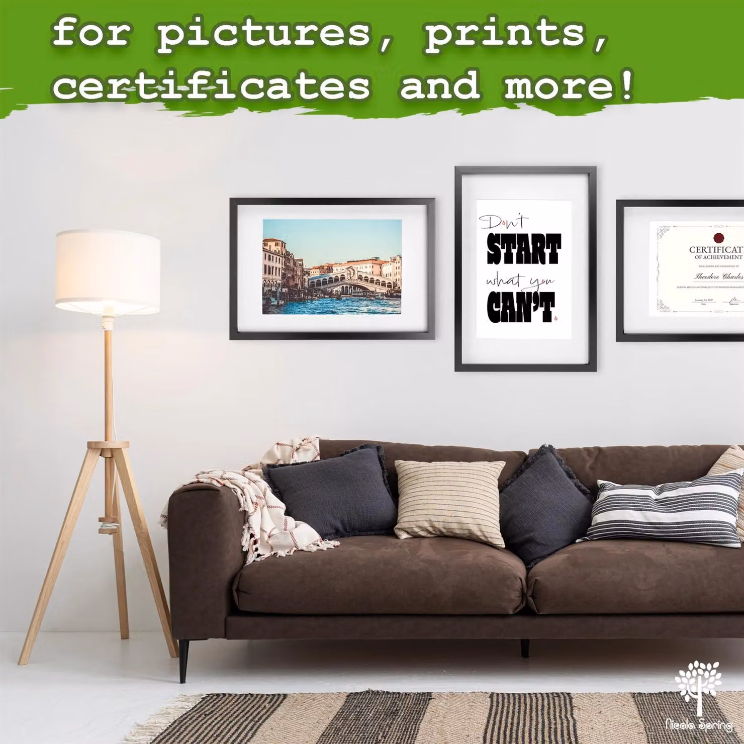 Nicola Spring A3 Single Picture Frame in Black with White A4 Mount and Acrylic Glass – 8