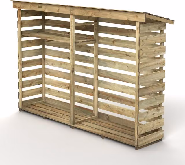 Rowlinson Large Rustic Timber Log Store in Brown