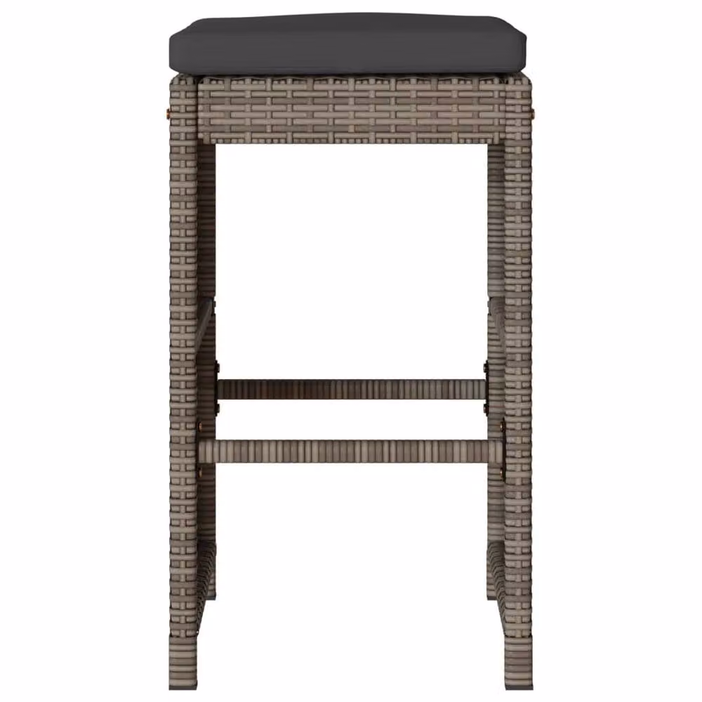 Berkfield Home Beautiful Garden Bar Stools with Cushions, 2 Piece Set, Grey Poly Rattan – 4