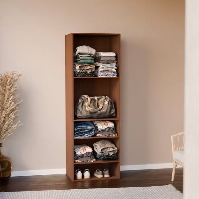 sweeek Modular Open Wardrobe Shelf Unit in Dark Brown