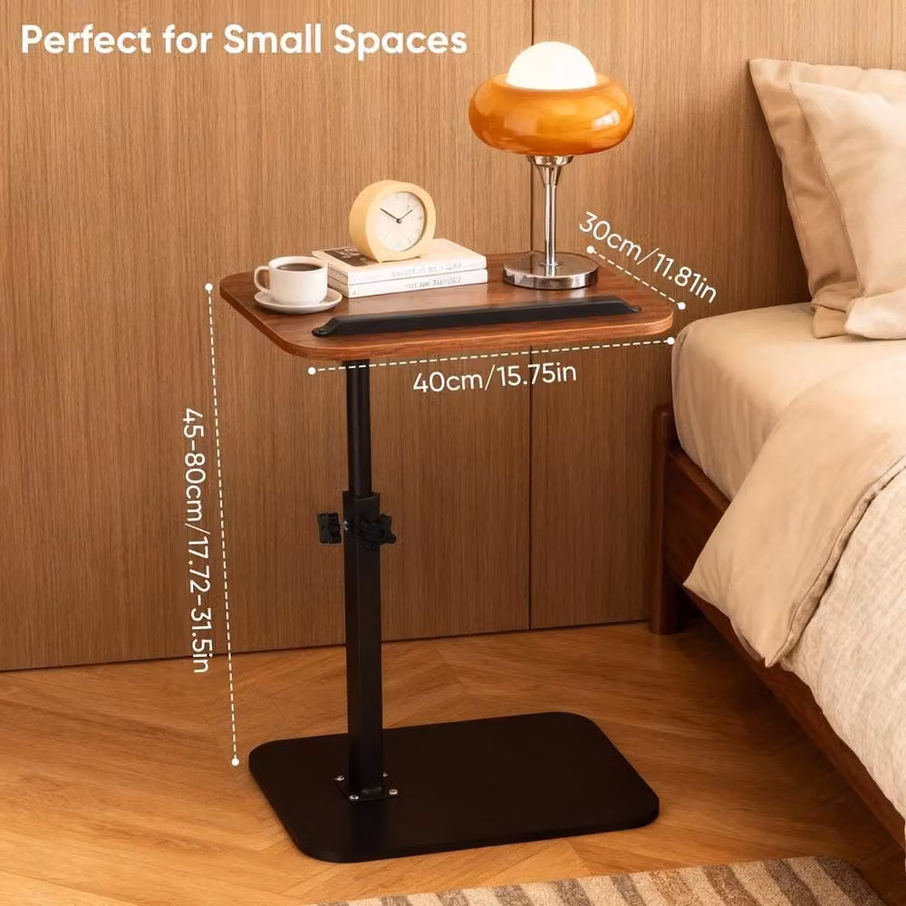 FORGEVIO Height Adjustable C Shaped Side Table in Brown – 2