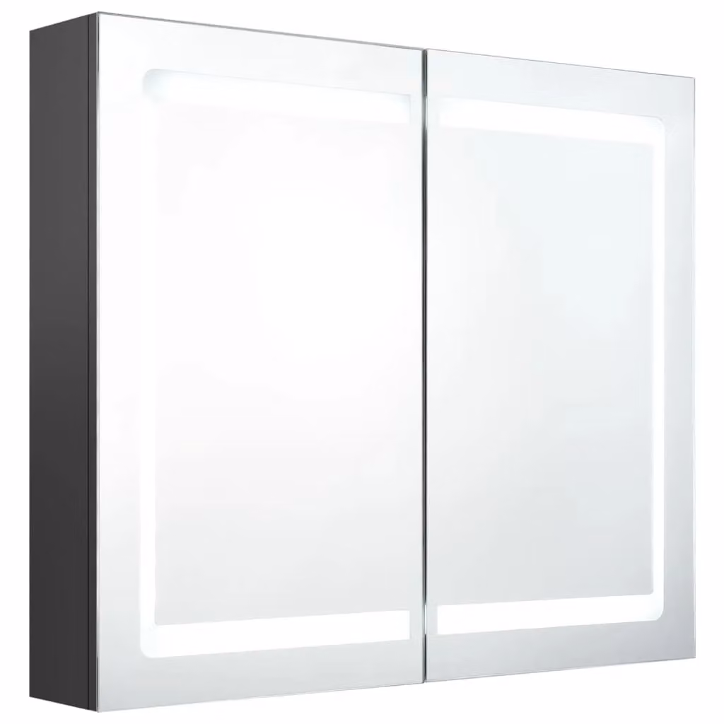 Berkfield Home LED Bathroom Mirror Cabinet in Grey, W/D/H: 80 x 12 x 68 cm – 2