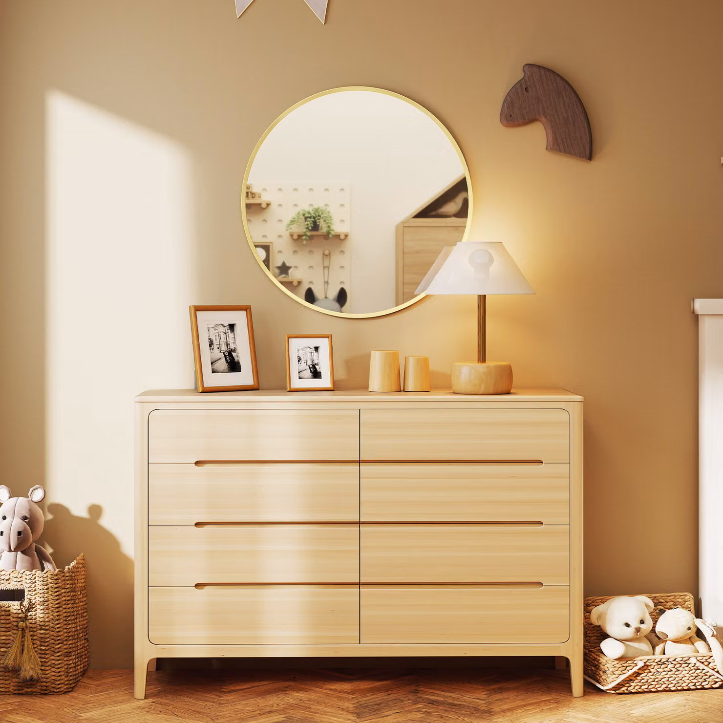 HOMCOM Modern Round Decorative Wall Mirror in Gold Tone, Diameter: 61 cm – 4