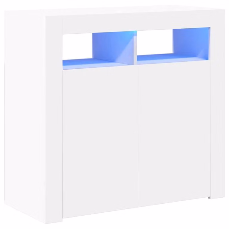 Berkfield Home Modern White Glossy Sideboard with Integrated LED Lights W/D/H: 80 x 35 x 75 cm