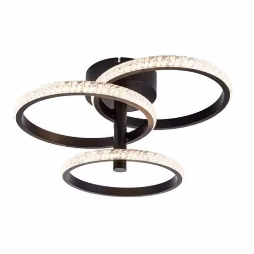 Cosylyte Cowan Modern 3 Ring Beaded LED Ceiling Light, Matt Black, W/D/H: 43 x 43 x 20 cm