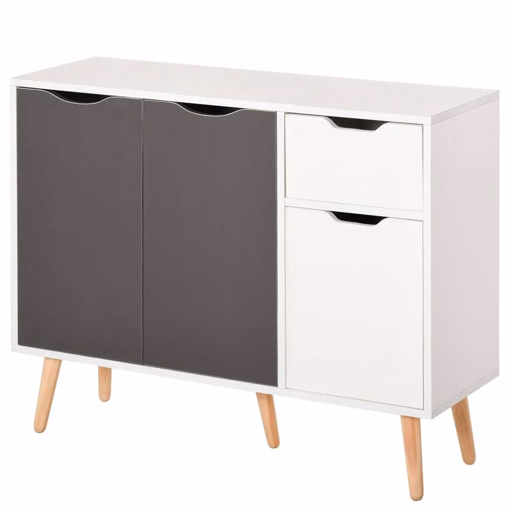 Wyld Haus Domavi Grey Wooden Sideboard with 2 Doors and 1 Drawer, W: 90 cm, D: 30 cm, H: 72 cm – 2