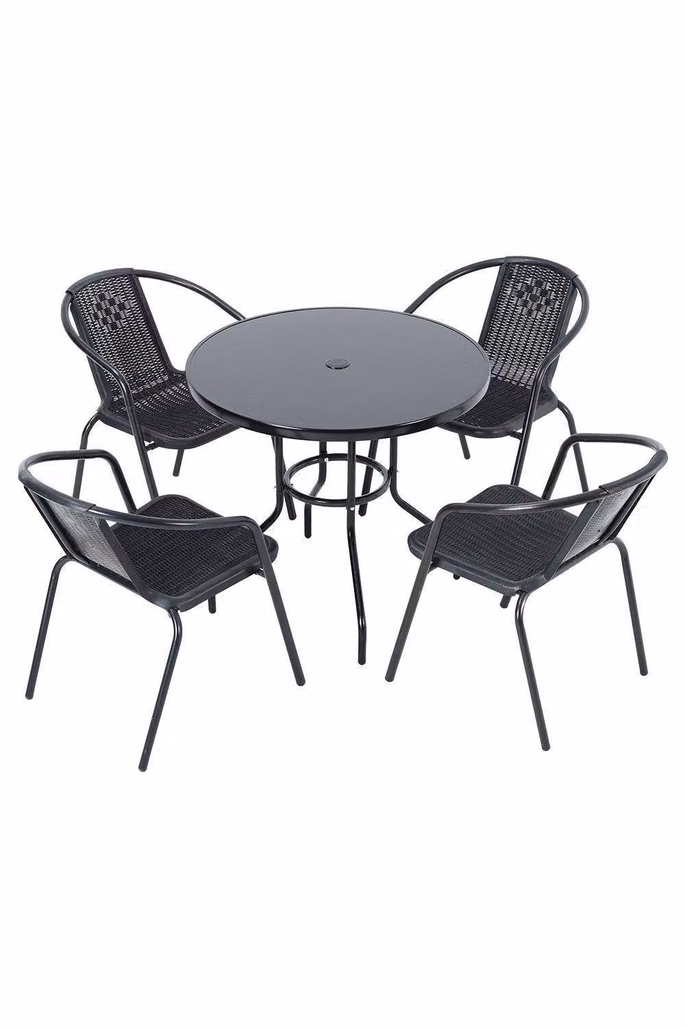 Garden Sanctuary 4-Seater Round Garden Dining Table and Bistro Set in Black – 2