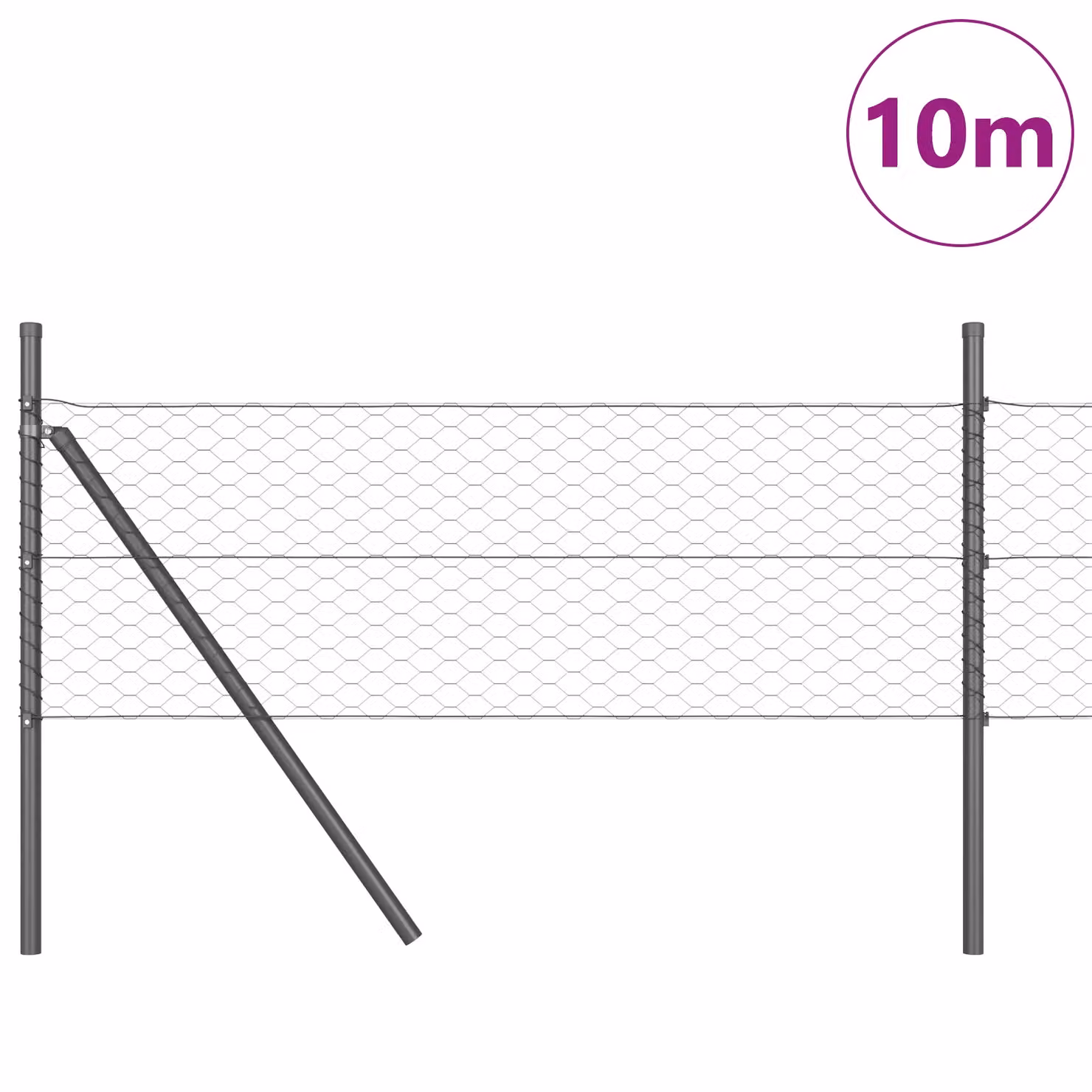 Berkfield Home Hexagon Steel Fence, Grey, W/H: 0.4 x 10 m – 3