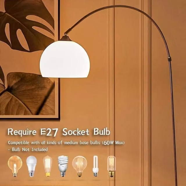 EONLION Modern Arch Design Adjustable Metal Floor Lamp in Silver