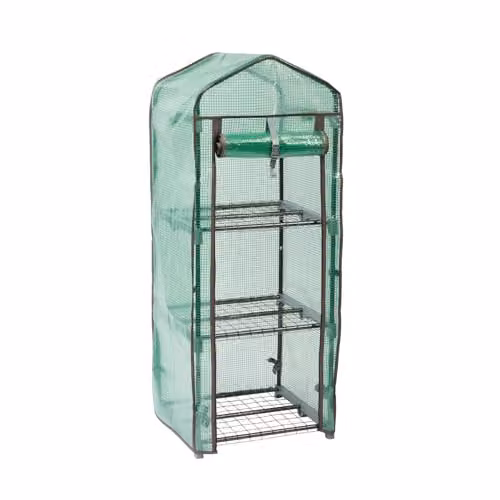 mysmartbuy Classic 3-Tier GroZone Sheltered Greenhouse with Steel Frame and Transparent Green PE Cover – 2