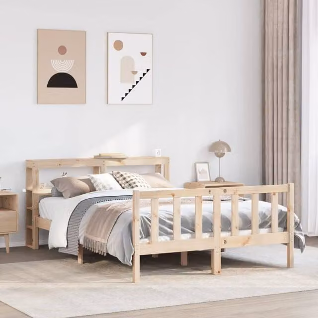 Berkfield Home Solid Wood Pine Bed Frame in Brown, W/D/H: 140 x 200 cm