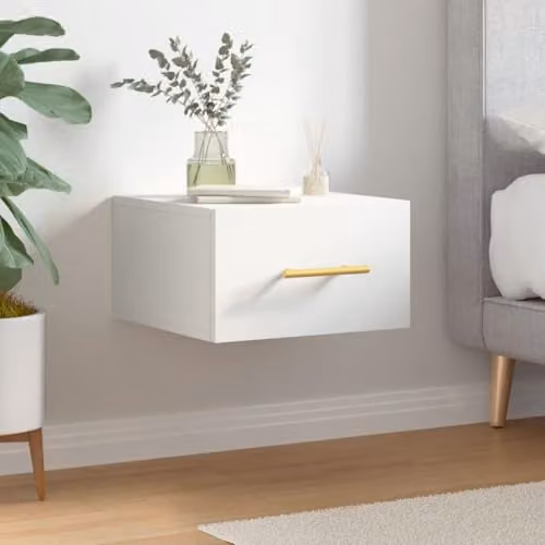 vidaXL Wall-mounted Bedside Cabinet in White MDF, W/D/H: 35 x 35 x 20 cm – 2