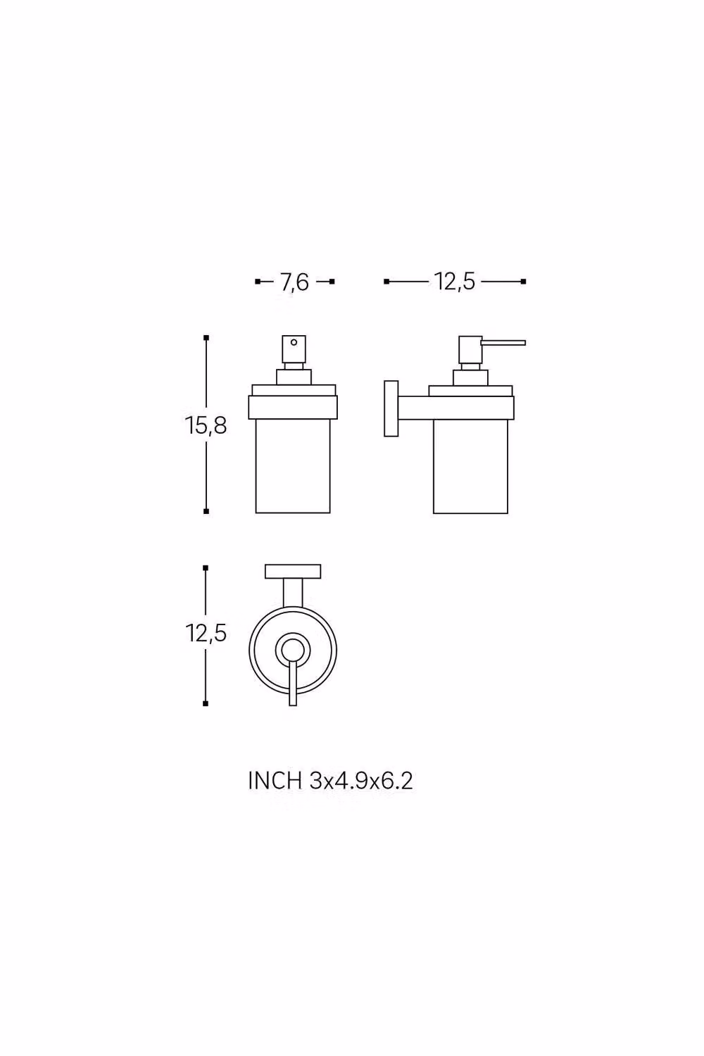 Cosmic Wall Mounted Soap Dispenser in Matt Black, 200ml – 3