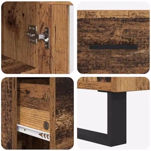 vidaXL Modern Tall Highboard in Old Wood and Metal, Brown or Black, W/D/H: 34.5 x 34.0 x 180.0 cm – 4