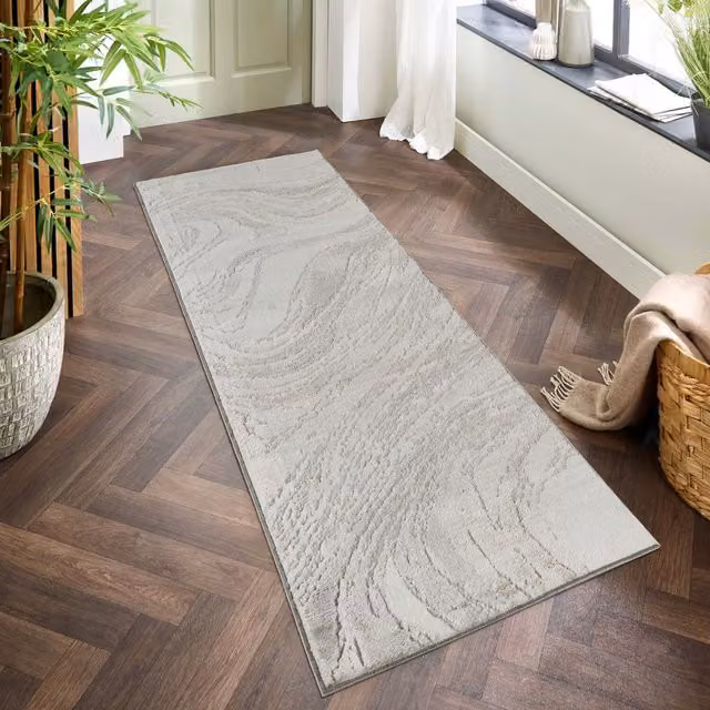 Desire Rugs Perla Modern Abstract Action Living Room Area Rug in Grey and Beige, W: 220 cm