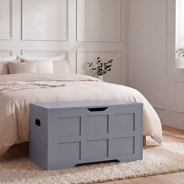 Vida Designs Small Grey Storage Ottoman