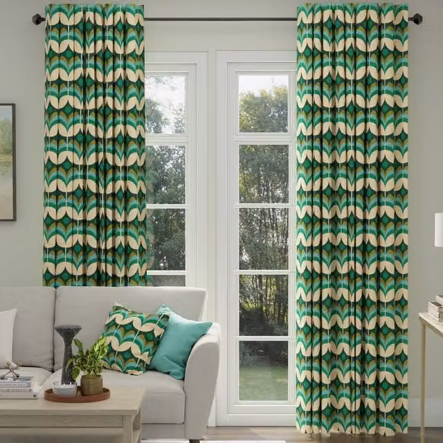 ANTE DECOR Santa Cruz Made To Measure Blackout Floral Curtains in Emerald Green