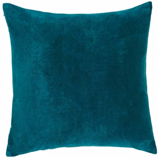 Christy Jaipur Luxury Cotton Velvet Filled Cushions in Peacock Blue Green W/D/H: 50 x 30 x 30 cm