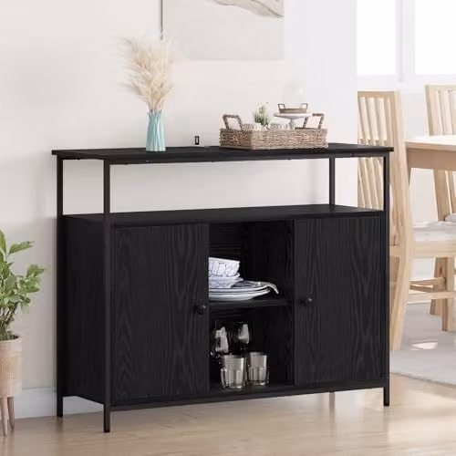 vidaXL Modern Black Sideboard in MDF, W/D/H: 100 x 35 x 80 cm – 2