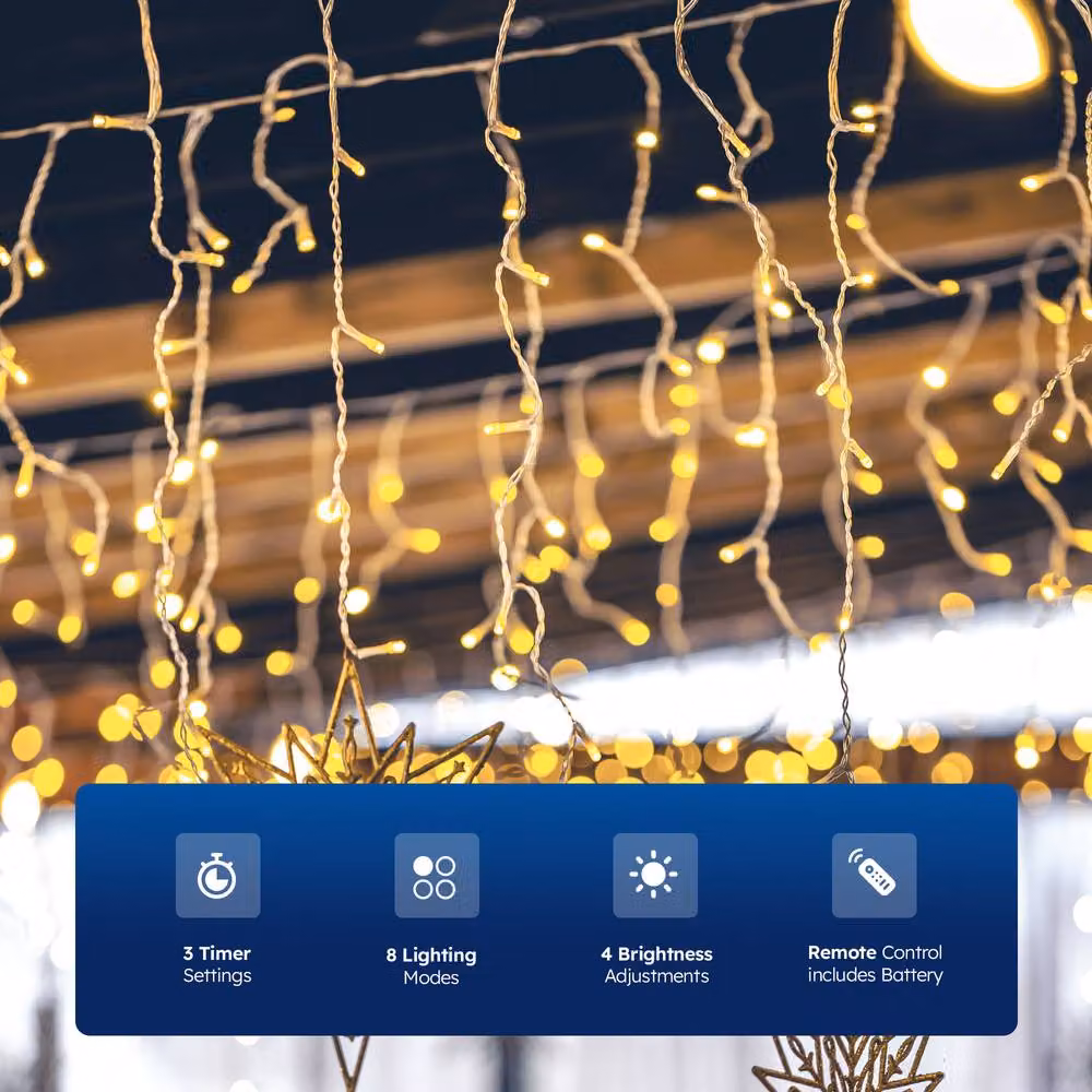 Desiretech LED Waterproof Plug-in String Lights with Remote, Timer and Dimmer, 300 LED, Warm White, 30m – 2