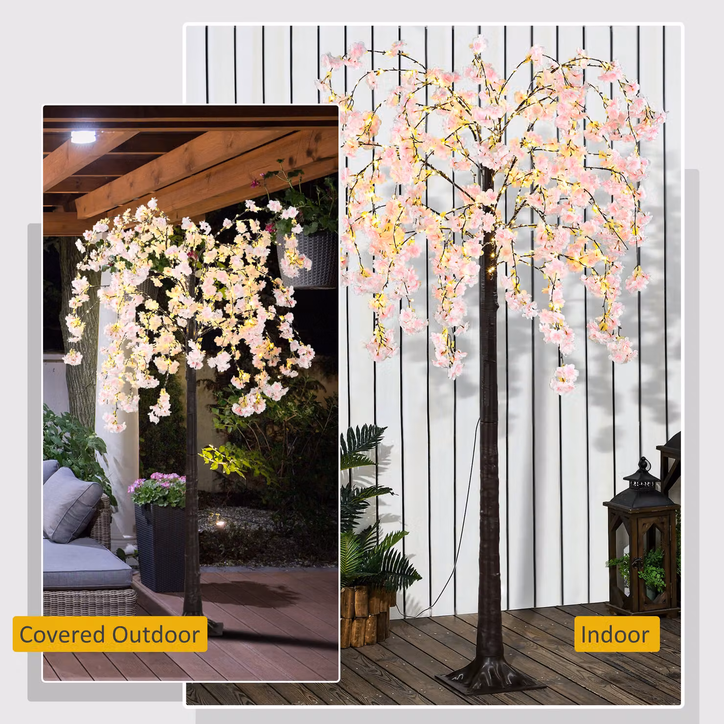 HOMCOM Decorative Artificial Pink Blossom Tree with 450 LED Lights, Height: 180 cm – 5