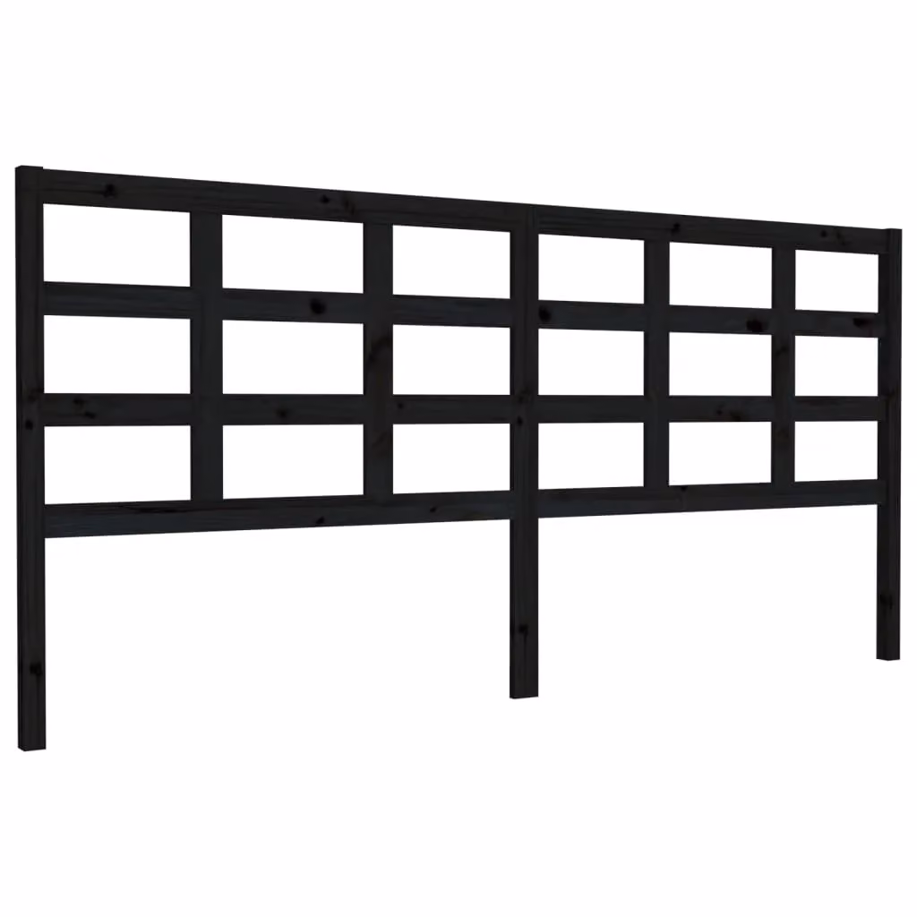 Berkfield Home Black Solid Wood Pine Bed Headboard, W: 205.5 cm, D: 4 cm, H: 100 cm – 2