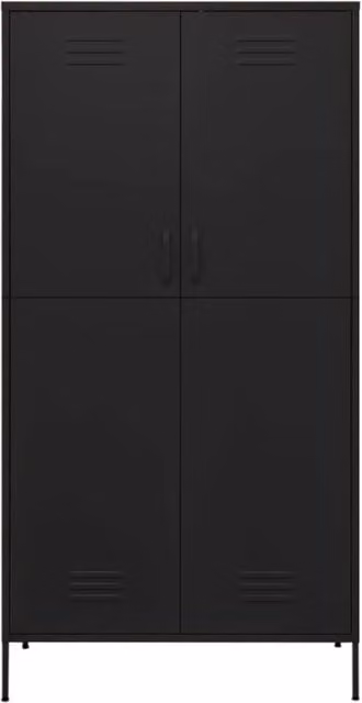 Berkfield Home Black Steel Wardrobe W: 90 cm, D: 50 cm, H: 180 cm – 1