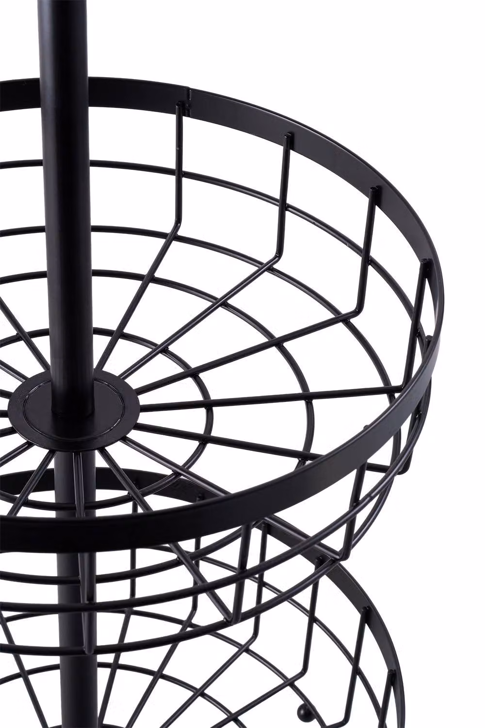 Garden Sanctuary 2-Tier Fruit Basket with Hangers and Wooden Handle in Black – 6