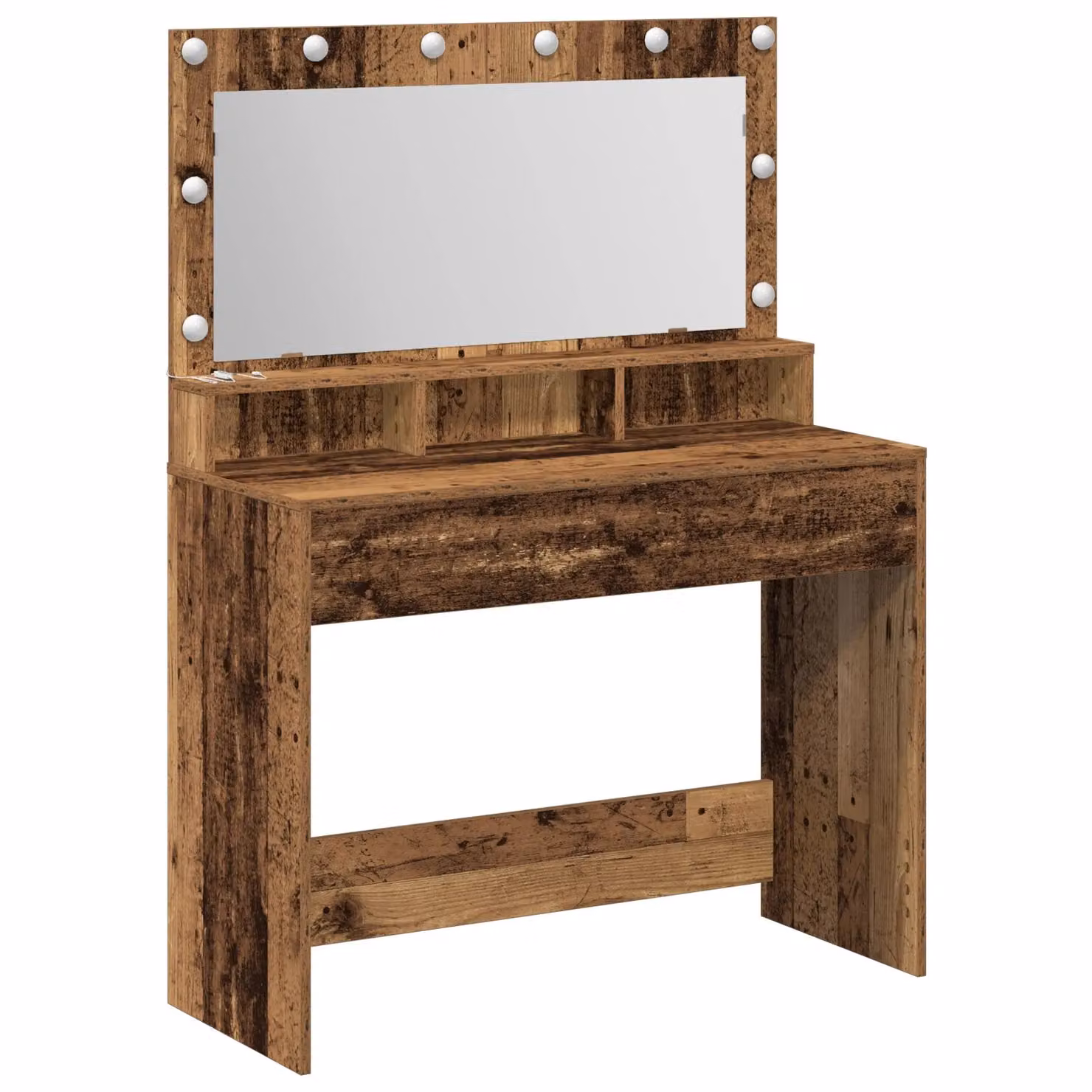 Berkfield Home Vintage Wood Dressing Table with Hollywood LED Lights in Brown, W/D/H: 100 x 41 x 135 cm – 2