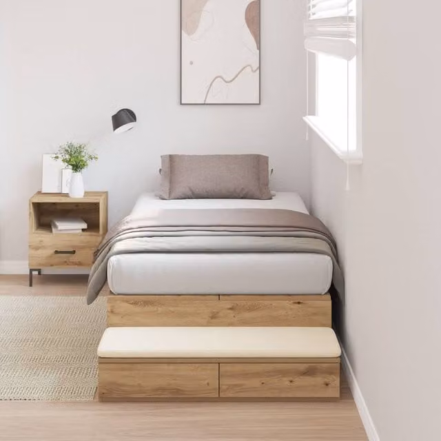 Berkfield Home Artisan Oak Storage Bed Frame with Drawers, Brown, W/D/H: 236.5 x 100 x 31.5 cm – 1