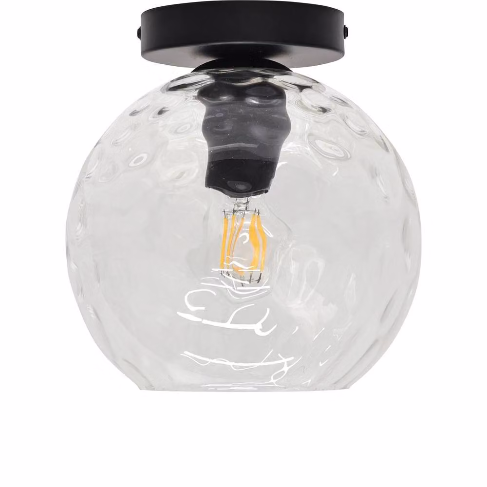 First Choice Lighting Barnum Set of 2 Black Ceiling Lights with Transparent Dimple Glass Globes – 2