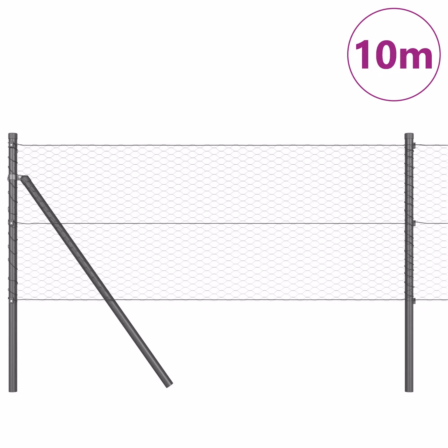 Berkfield Home Hexagon Steel Fence in Grey, W: 0.6 m, L: 10 m – 2