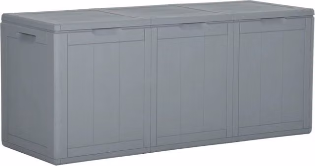 Berkfield Home Garden Storage Box 270L Grey Rattan Plastic – 1