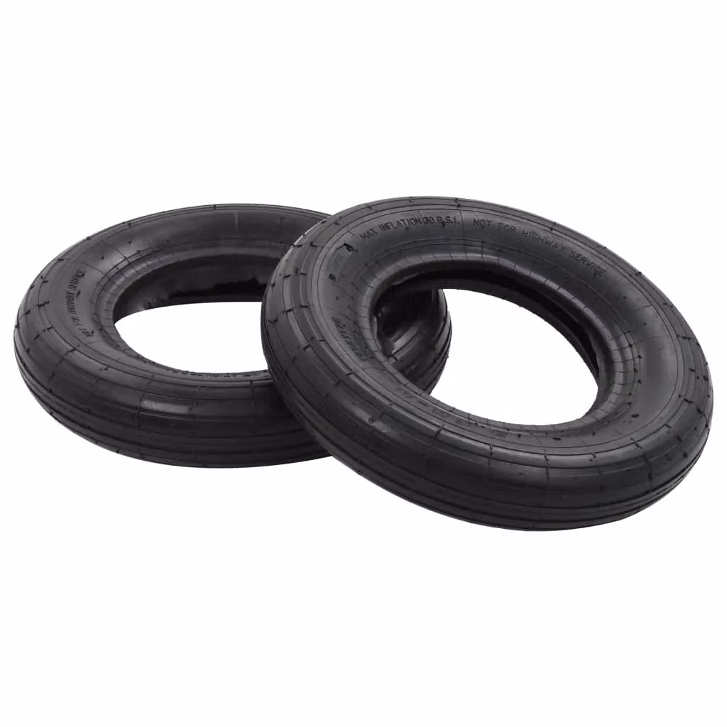 Berkfield Home 4 Piece Wheelbarrow Tire and Inner Tube Set, 3.50-8 4PR Rubber, Black – 2
