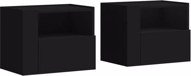 Berkfield Home Wall-mounted Bedside Cabinets, 2 Pack, Black, W: 45 cm, D: 30 cm, H: 35 cm