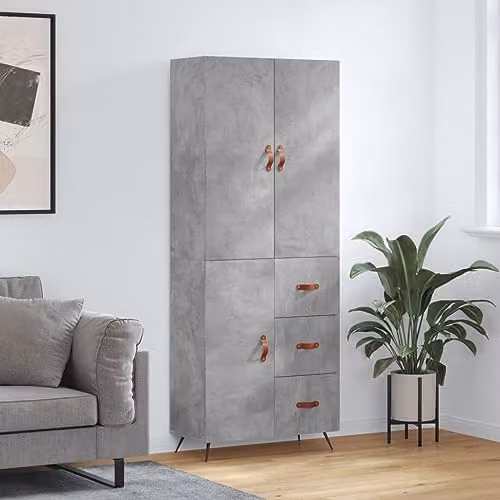 vidaXL Highboard in Concrete Grey, W/D/H: 69.5 x 34 x 180 cm – 2