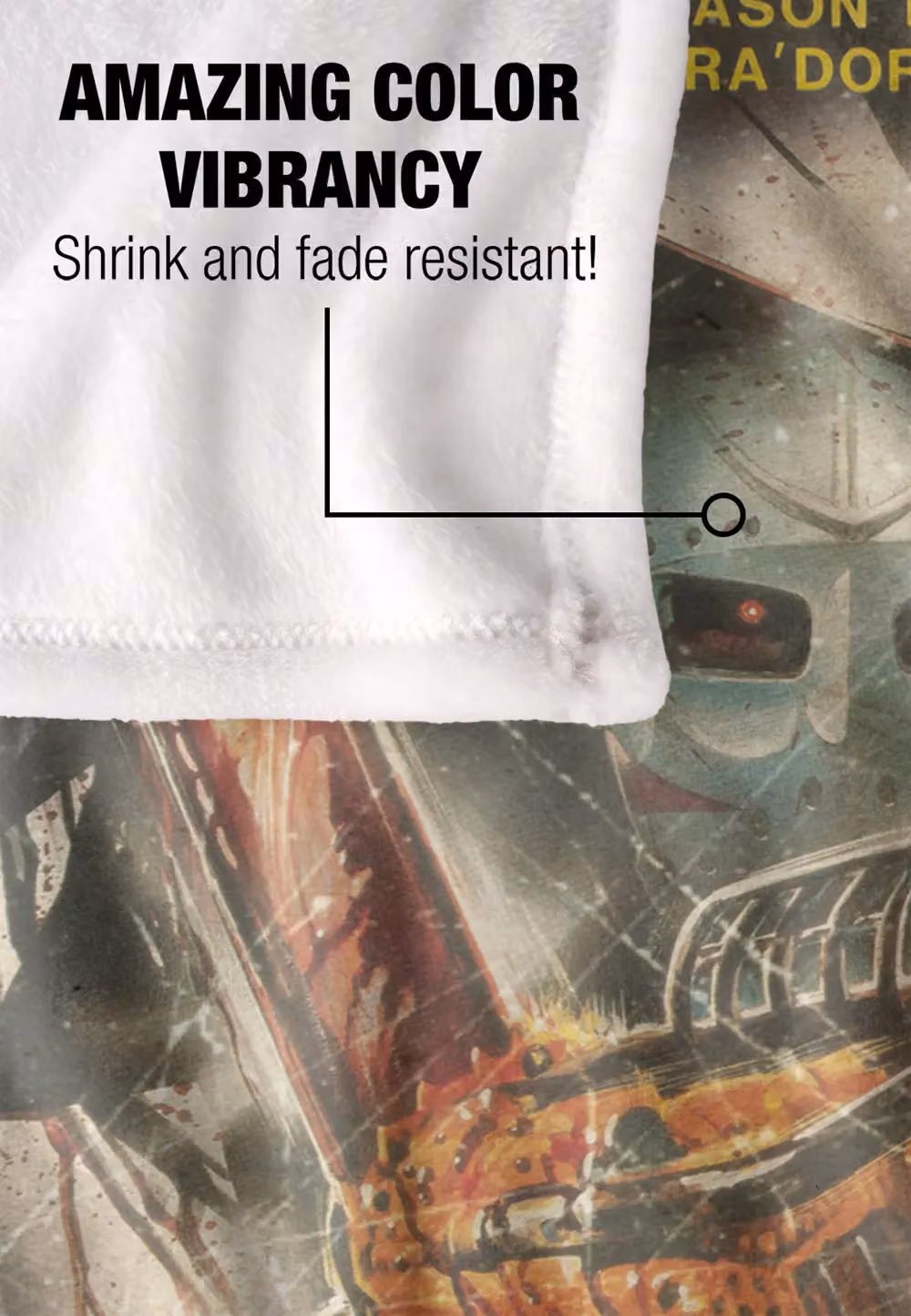 Friday the 13th International Chainsaw Poster Throw Blanket, White, W/D: 152 x 127 cm – 3