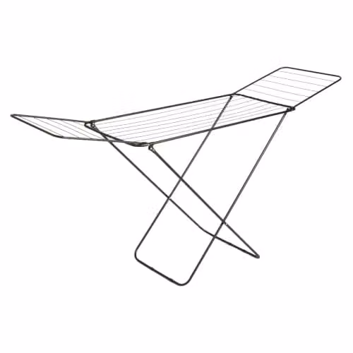 OHS Stainless Steel Foldable Clothes Drying Rack with Height-Adjustable Wings, Black – 1
