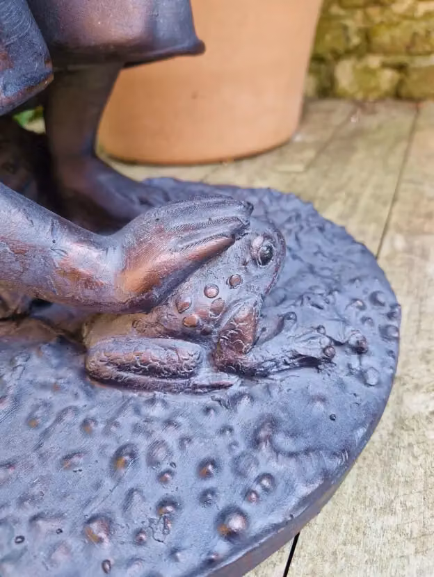 Inspirational Gifting Boy Playing with Frog Garden Ornament Sculpture in Bronze, Height: 46 cm – 2