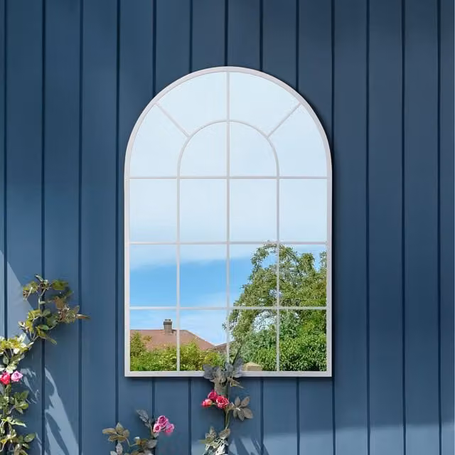 MirrorOutlet Arcus Window Modern Wall Mirror in White