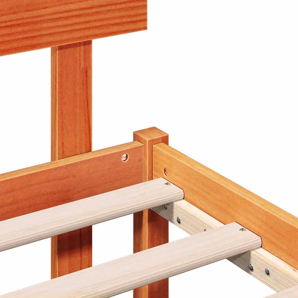 Berkfield Home Wax Brown Solid Pine Wood Bed Frame, W/D/H: 180 x 200 cm – 3