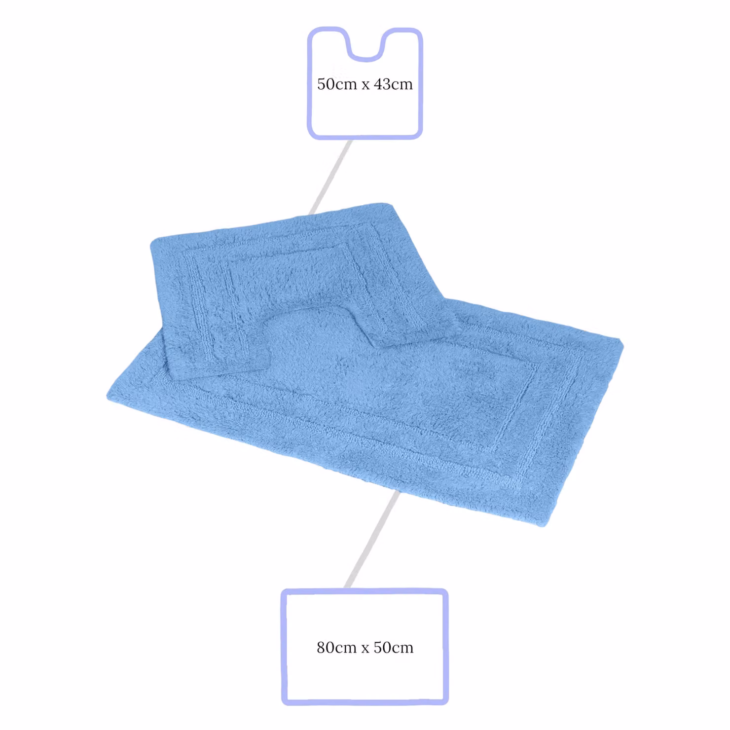 Showerdrape Pinnacle 2 Piece Cotton Bath Mat Set in Blue – 3