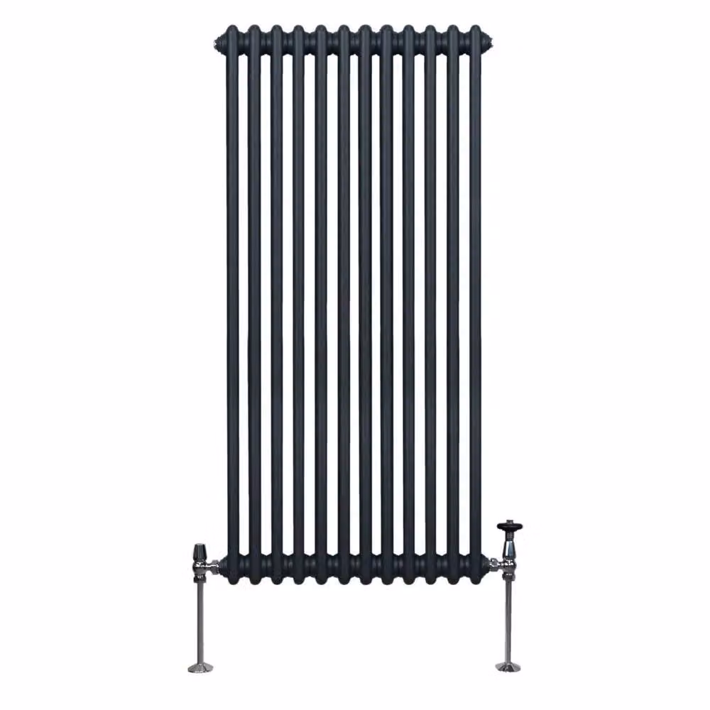 Monstershop Traditional 2 Column Steel Radiator in Anthracite Grey, H: 150.0 cm, W: 56.2 cm, D: 7.0 cm – 2