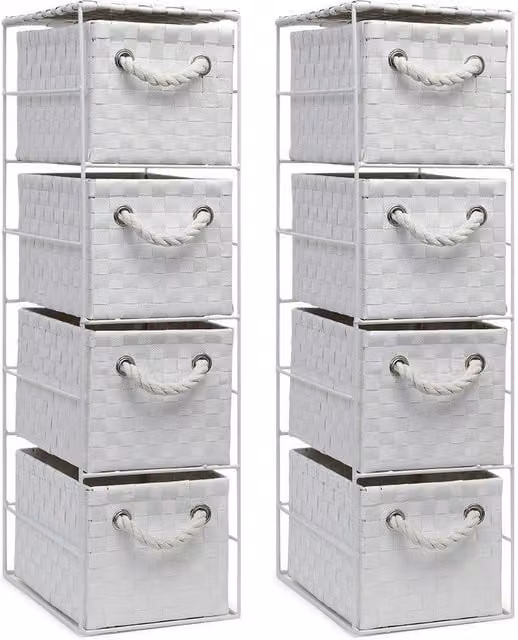 Arpan 4-Drawer Storage Unit Pack of 2, White, W/D/H: 18 x 25 x 65 cm